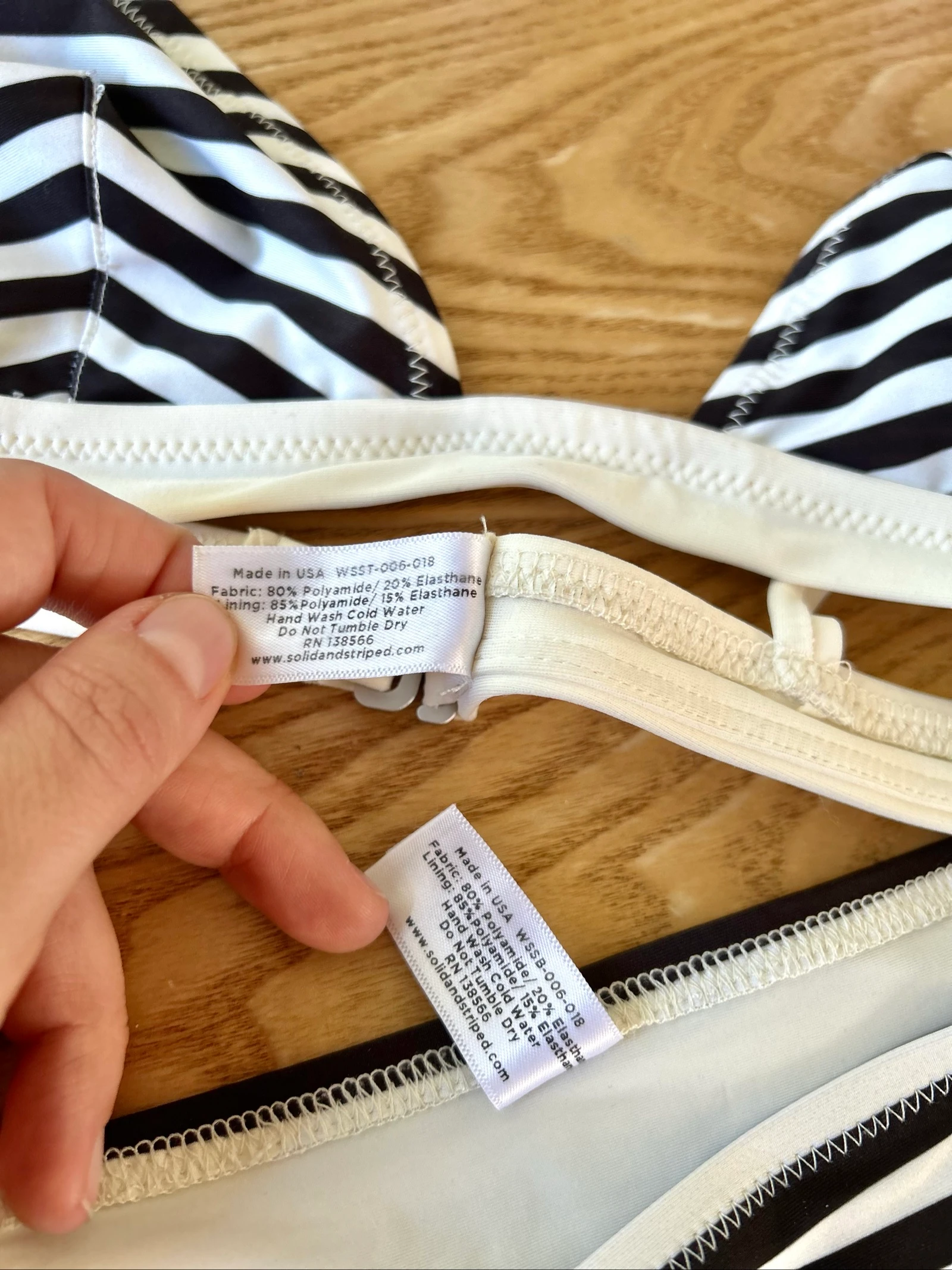 Biquíni listrado preto e branco em poliamida Tamanho M 38 Solid & Striped – photo 16